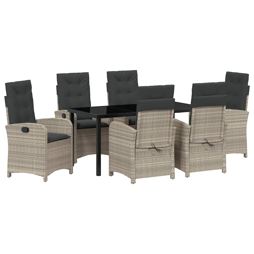 Garten Essgruppe 7 pcs Hellgrau Poly-Rattan