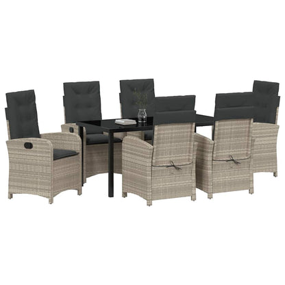 Garten Essgruppe 7 pcs Hellgrau Poly-Rattan