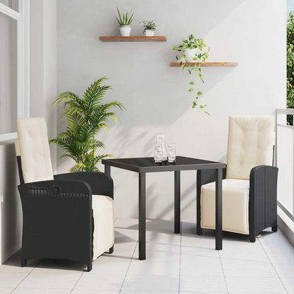 Garten Essgruppe 3 pcs Schwarz Poly-Rattan