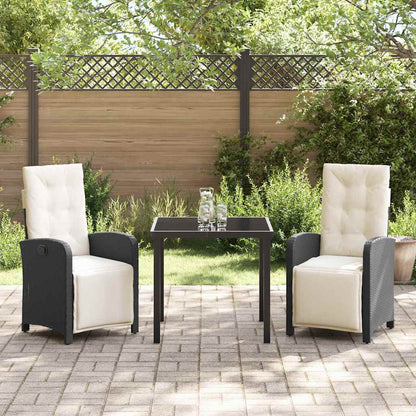Garten Essgruppe 3 pcs Schwarz Poly-Rattan