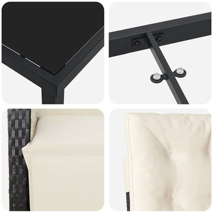 Garten Essgruppe 5 pcs Schwarz Poly-Rattan