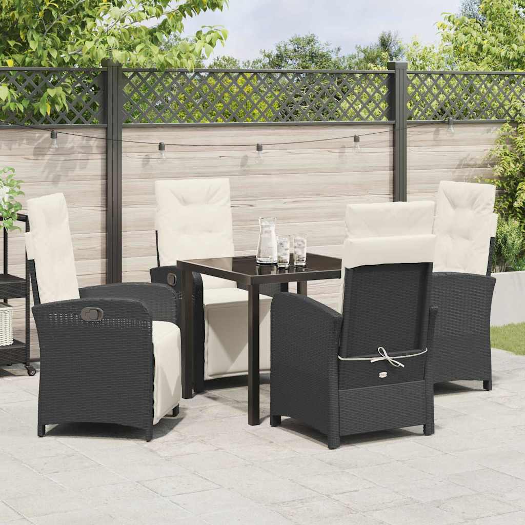 Garten Essgruppe 5 pcs Schwarz Poly-Rattan