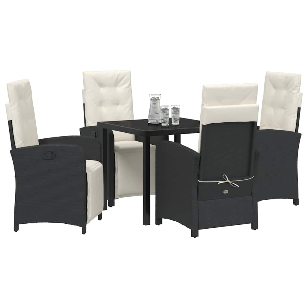 Garten Essgruppe 5 pcs Schwarz Poly-Rattan