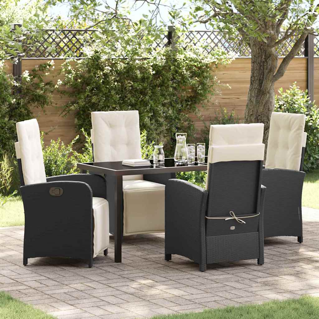 Garten Essgruppe 5 pcs Schwarz Poly-Rattan