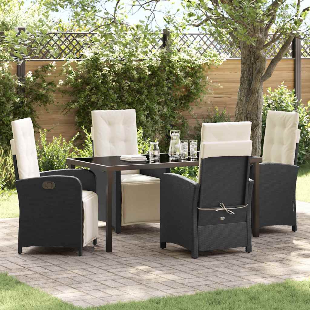 Garten Essgruppe 5 pcs Schwarz Poly-Rattan
