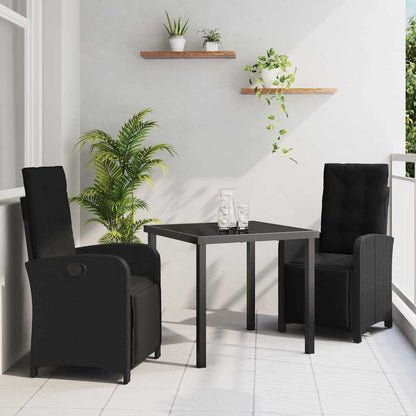 Garten Essgruppe 3 pcs Schwarz Poly-Rattan