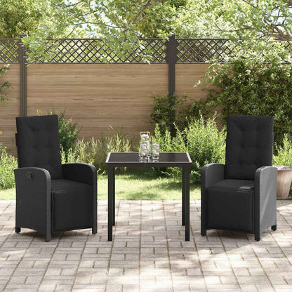 Garten Essgruppe 3 pcs Schwarz Poly-Rattan
