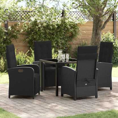 Garten Essgruppe 5 pcs Schwarz Poly-Rattan