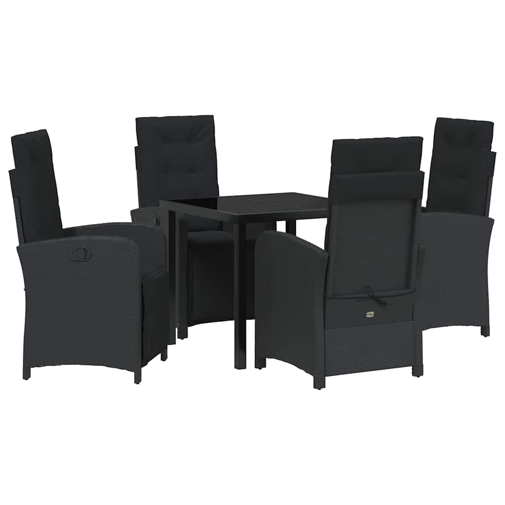 Garten Essgruppe 5 pcs Schwarz Poly-Rattan