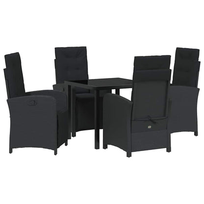 Garten Essgruppe 5 pcs Schwarz Poly-Rattan