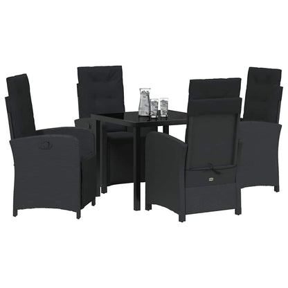 Garten Essgruppe 5 pcs Schwarz Poly-Rattan