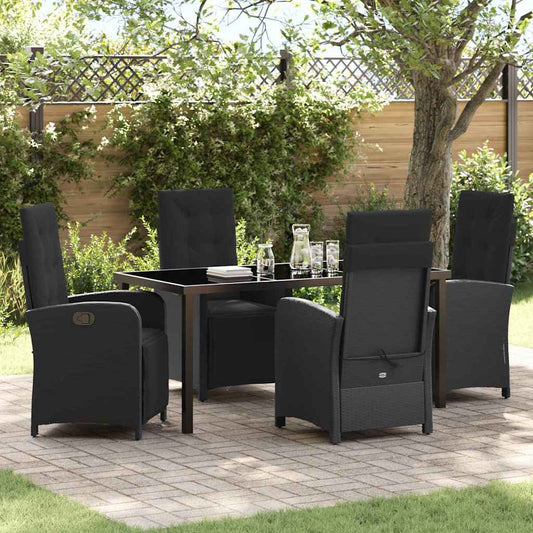 Garten Essgruppe 5 pcs Schwarz Poly-Rattan