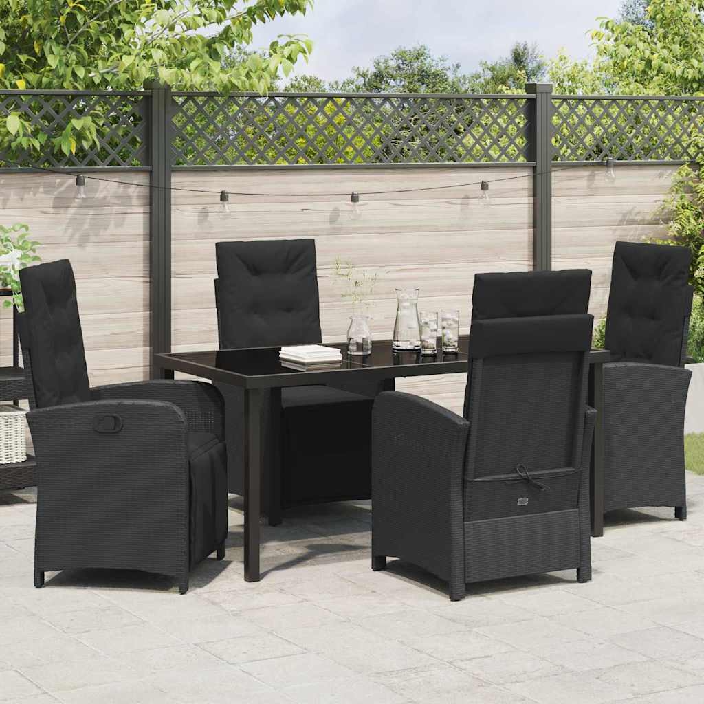 Garten Essgruppe 5 pcs Schwarz Poly-Rattan