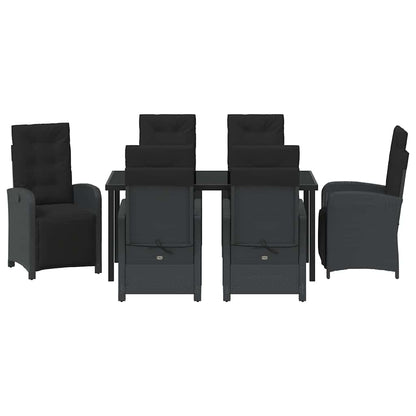 Garten Essgruppe 7 pcs Schwarz Poly-Rattan