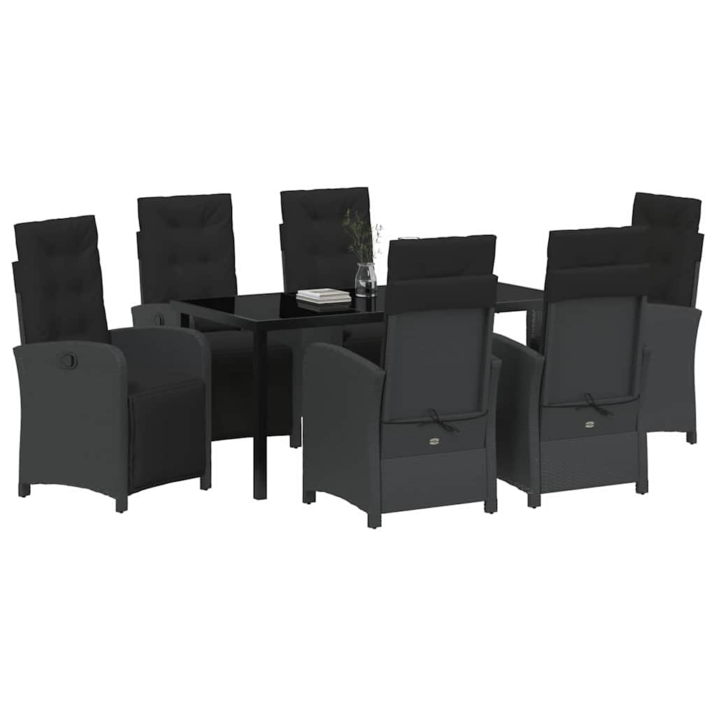 Garten Essgruppe 7 pcs Schwarz Poly-Rattan