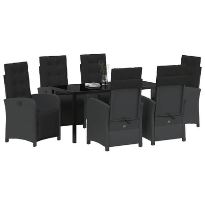Garten Essgruppe 7 pcs Schwarz Poly-Rattan