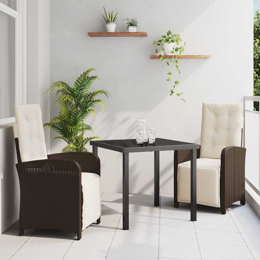 Garten Essgruppe 3 pcs Braun Poly-Rattan