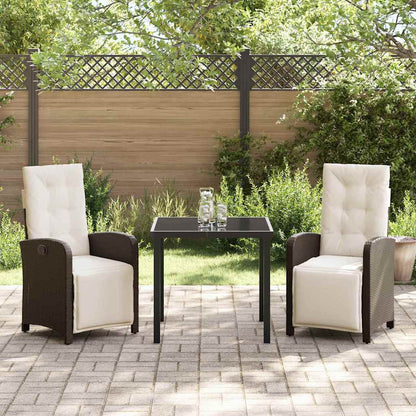 Garten Essgruppe 3 pcs Braun Poly-Rattan