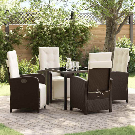 Garten Essgruppe 5 pcs Braun Poly-Rattan