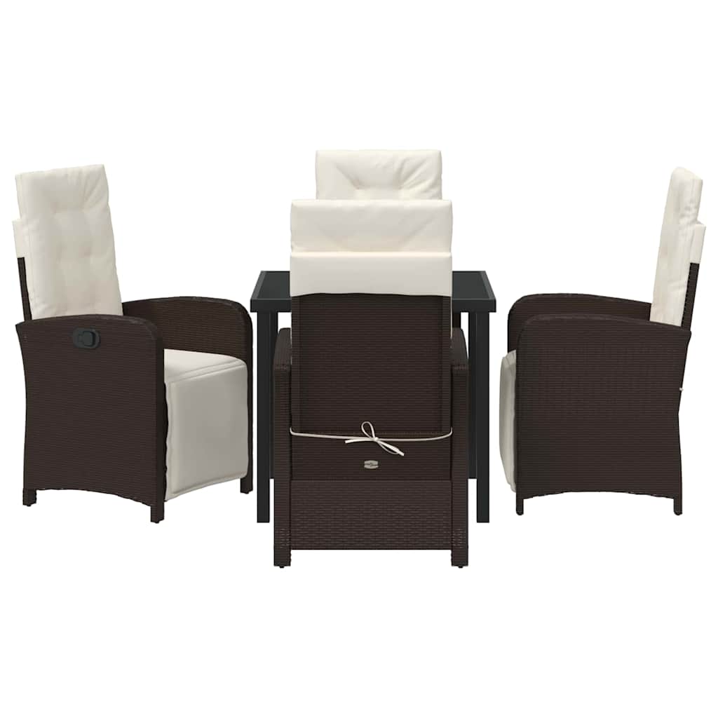 Garten Essgruppe 5 pcs Braun Poly-Rattan