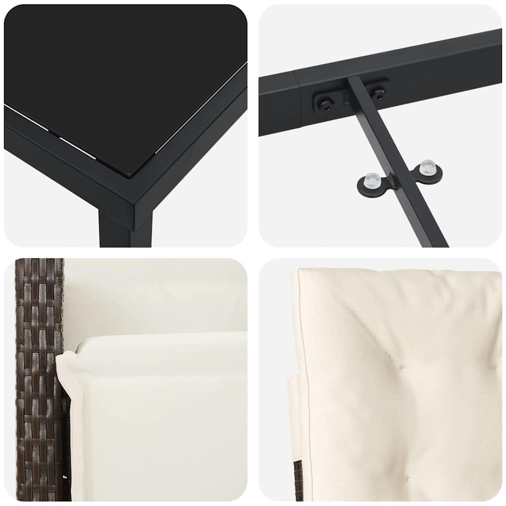 Garten Essgruppe 5 pcs Braun Poly-Rattan