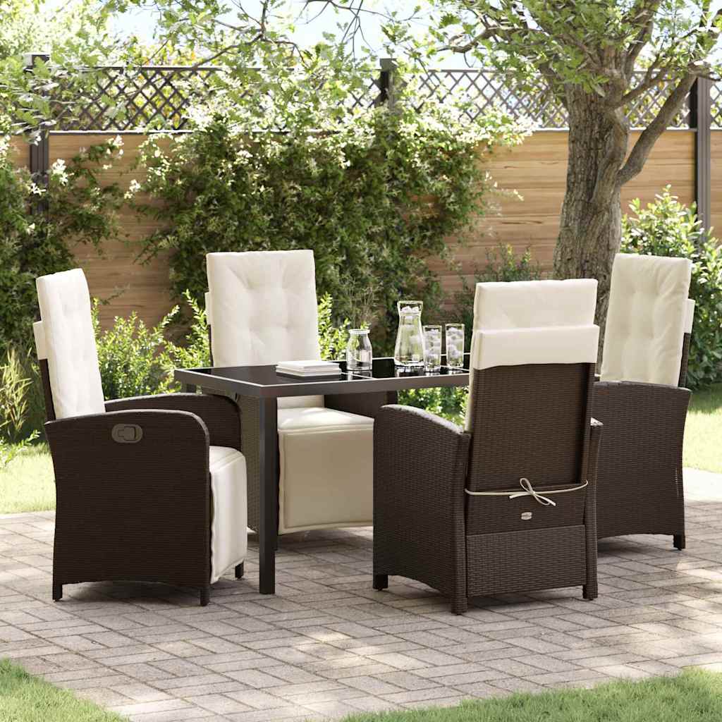 Garten Essgruppe 5 pcs Braun Poly-Rattan