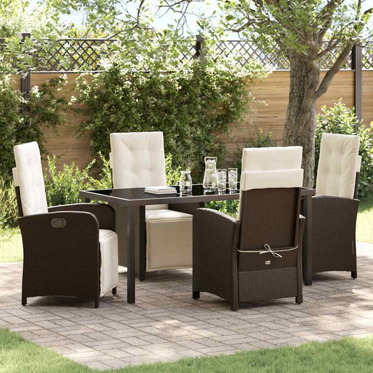 Garten Essgruppe 5 pcs Braun Poly-Rattan