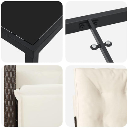 Garten Essgruppe 7 pcs Braun Poly-Rattan