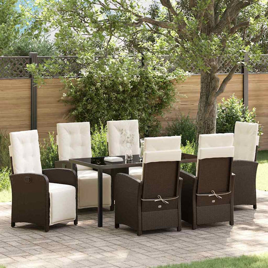 Garten Essgruppe 7 pcs Braun Poly-Rattan