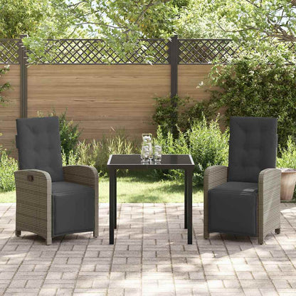 Garten Essgruppe 3 pcs Grau Poly-Rattan