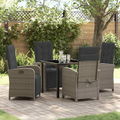 Garten Essgruppe 5 pcs Grau Poly-Rattan