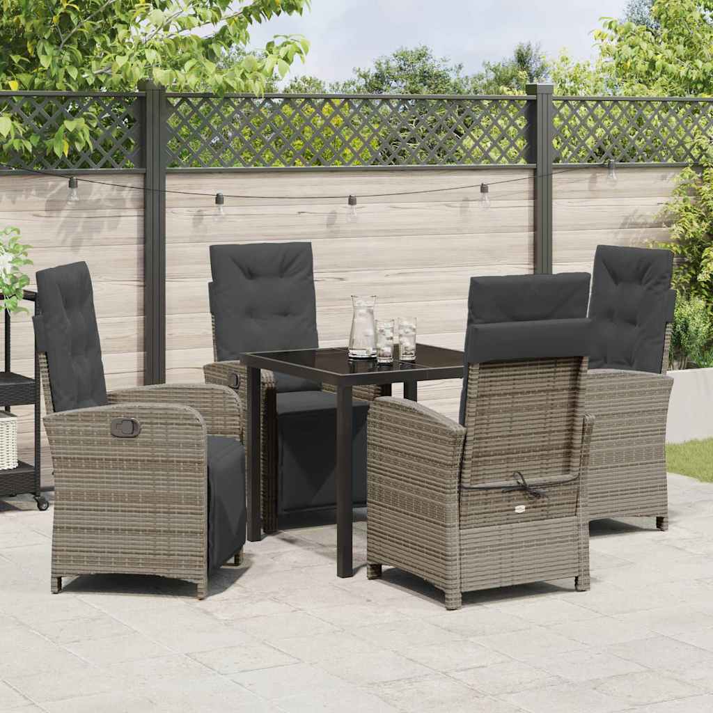 Garten Essgruppe 5 pcs Grau Poly-Rattan