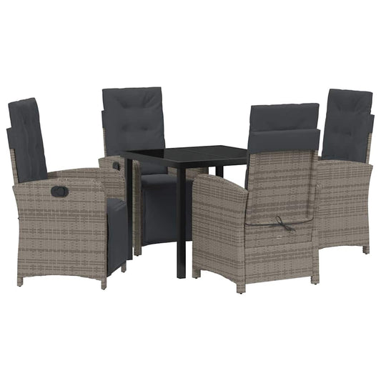 Garten Essgruppe 5 pcs Grau Poly-Rattan