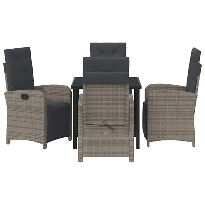 Garten Essgruppe 5 pcs Grau Poly-Rattan