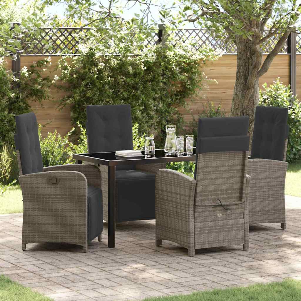 Garten Essgruppe 5 pcs Grau Poly-Rattan