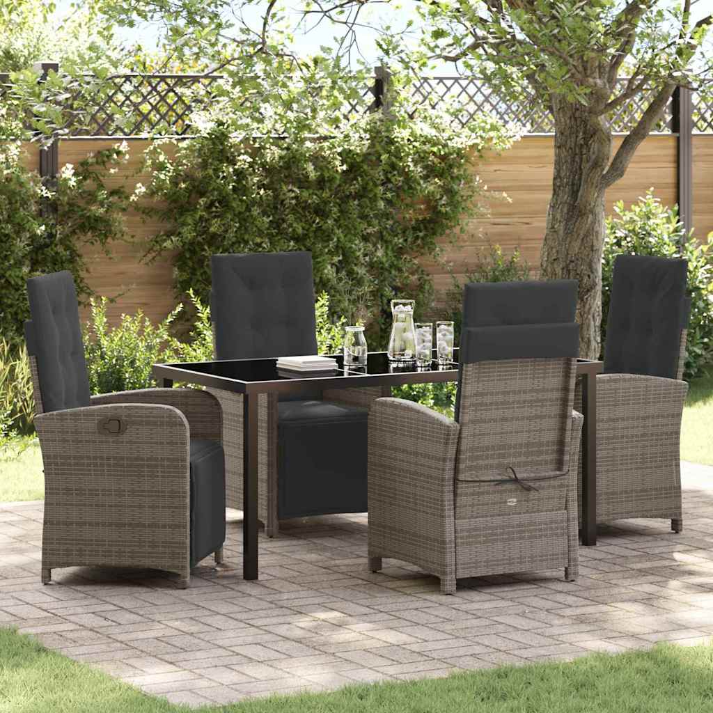 Garten Essgruppe 5 pcs Grau Poly-Rattan