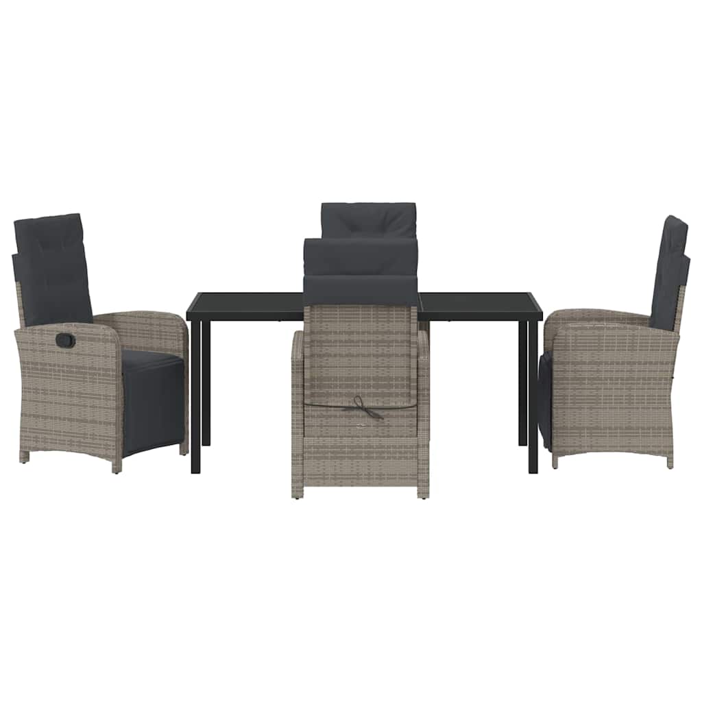 Garten Essgruppe 5 pcs Grau Poly-Rattan