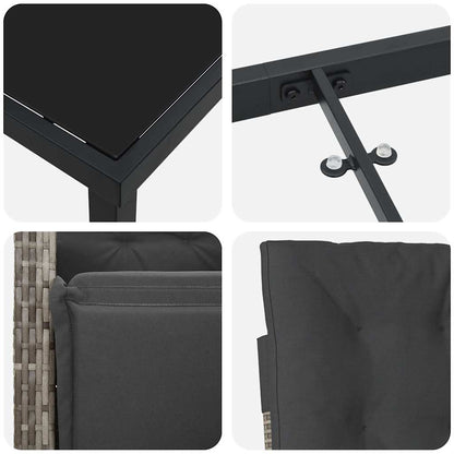 Garten Essgruppe 7 pcs Grau Poly-Rattan