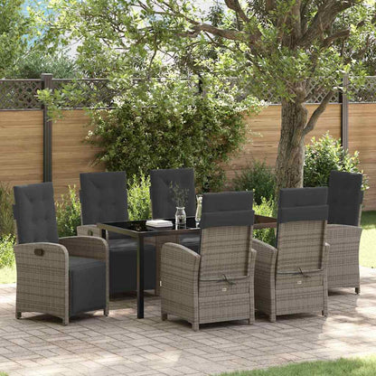 Garten Essgruppe 7 pcs Grau Poly-Rattan