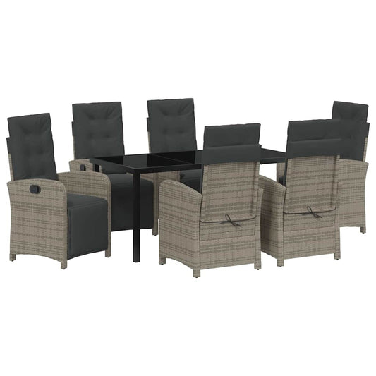 Garten Essgruppe 7 pcs Grau Poly-Rattan