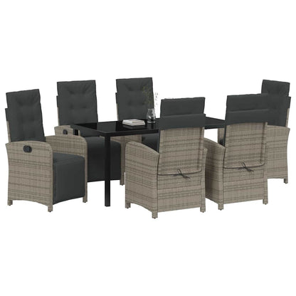 Garten Essgruppe 7 pcs Grau Poly-Rattan