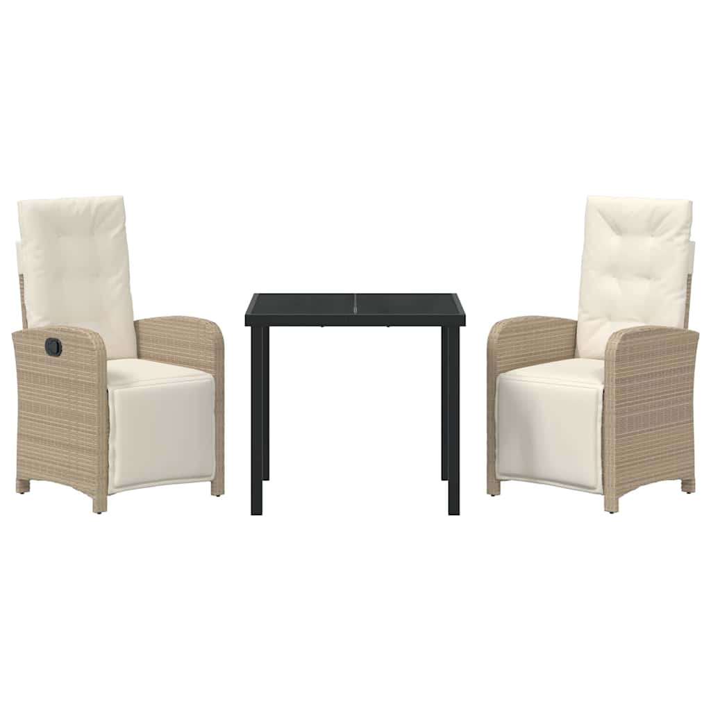 Garten Essgruppe 3 pcs Beige Poly-Rattan