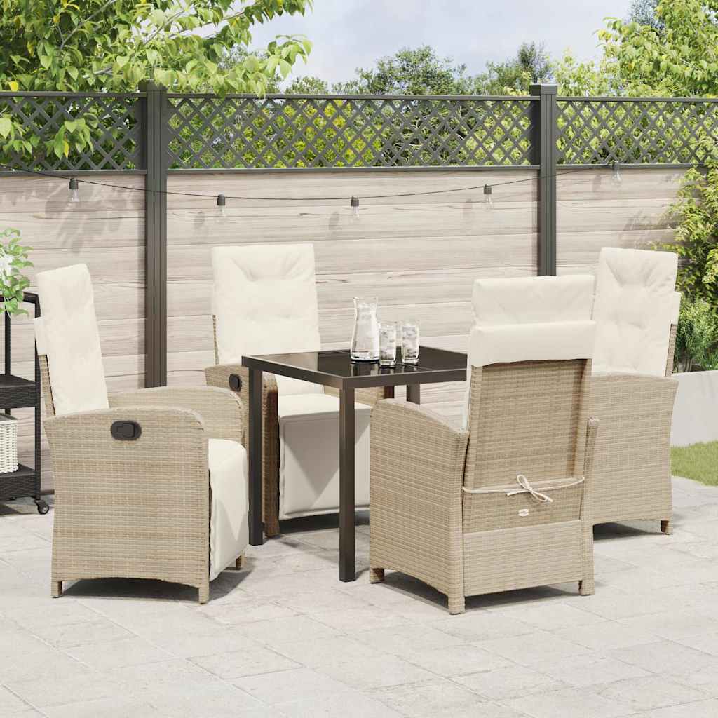 Garten Essgruppe 5 pcs Beige Poly-Rattan