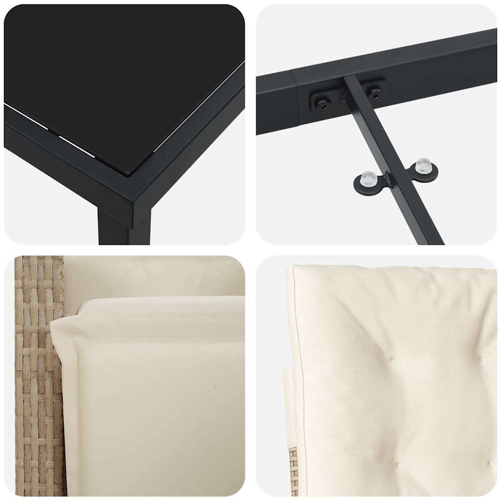 Garten Essgruppe 7 pcs Beige Poly-Rattan