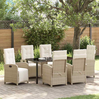 Garten Essgruppe 7 pcs Beige Poly-Rattan