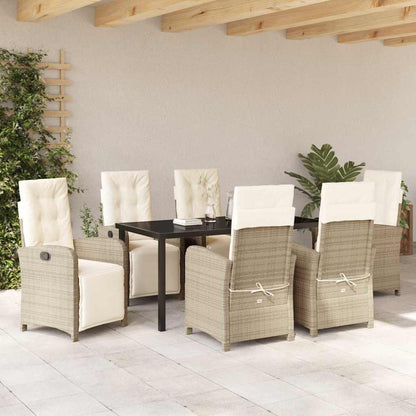 Garten Essgruppe 7 pcs Beige Poly-Rattan