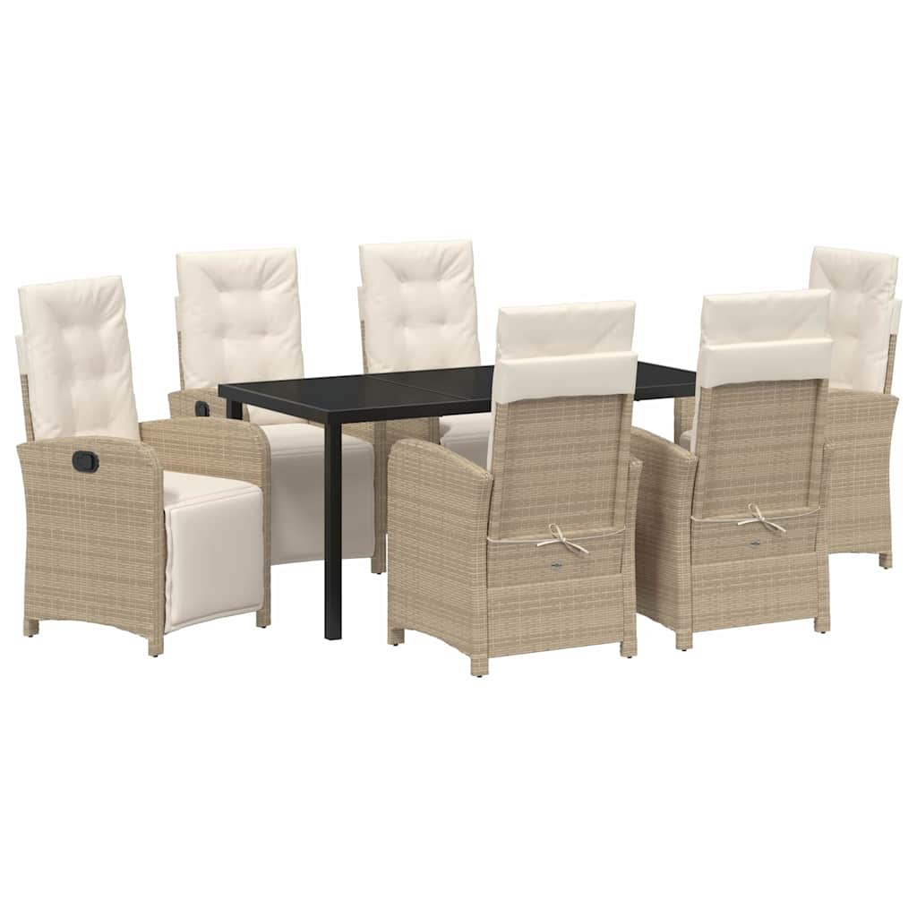 Garten Essgruppe 7 pcs Beige Poly-Rattan