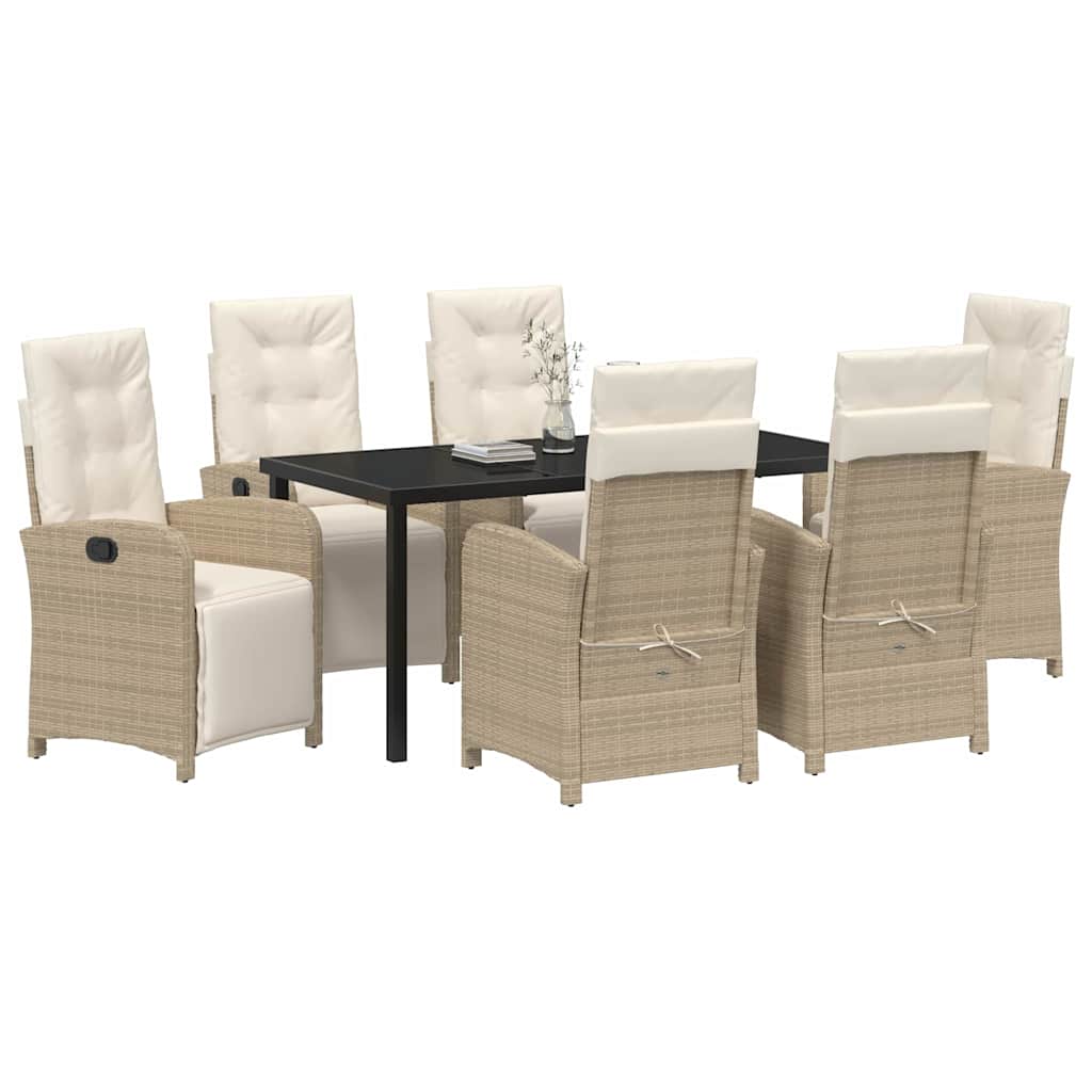 Garten Essgruppe 7 pcs Beige Poly-Rattan