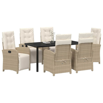 Garten Essgruppe 7 pcs Beige Poly-Rattan