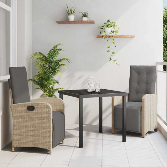 Garten Essgruppe 3 pcs Beige Poly-Rattan